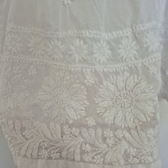Violet Ruby Women’s White Embroidered Cotton Boho Blouse – Size S - Picture 3 of 7